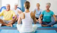 Image of woman leading a group of seniors in exercise